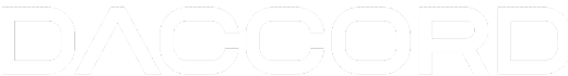 Weißer, fettgedruckter Text mit der Schreibweise „DACCORD“ auf dunklem Hintergrund in einer modernen, geometrischen Schriftart.