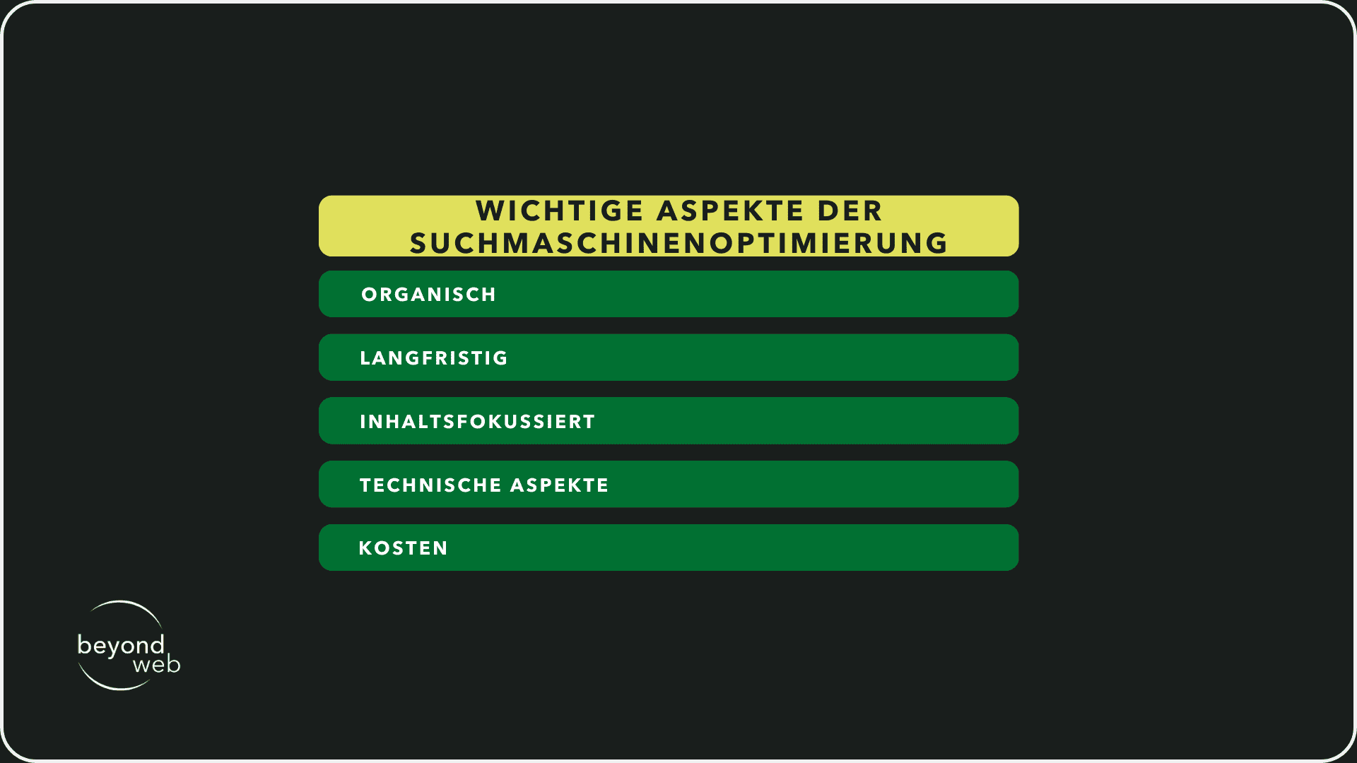Wichtigste Aspekte Suchmaschinenoptimierung
