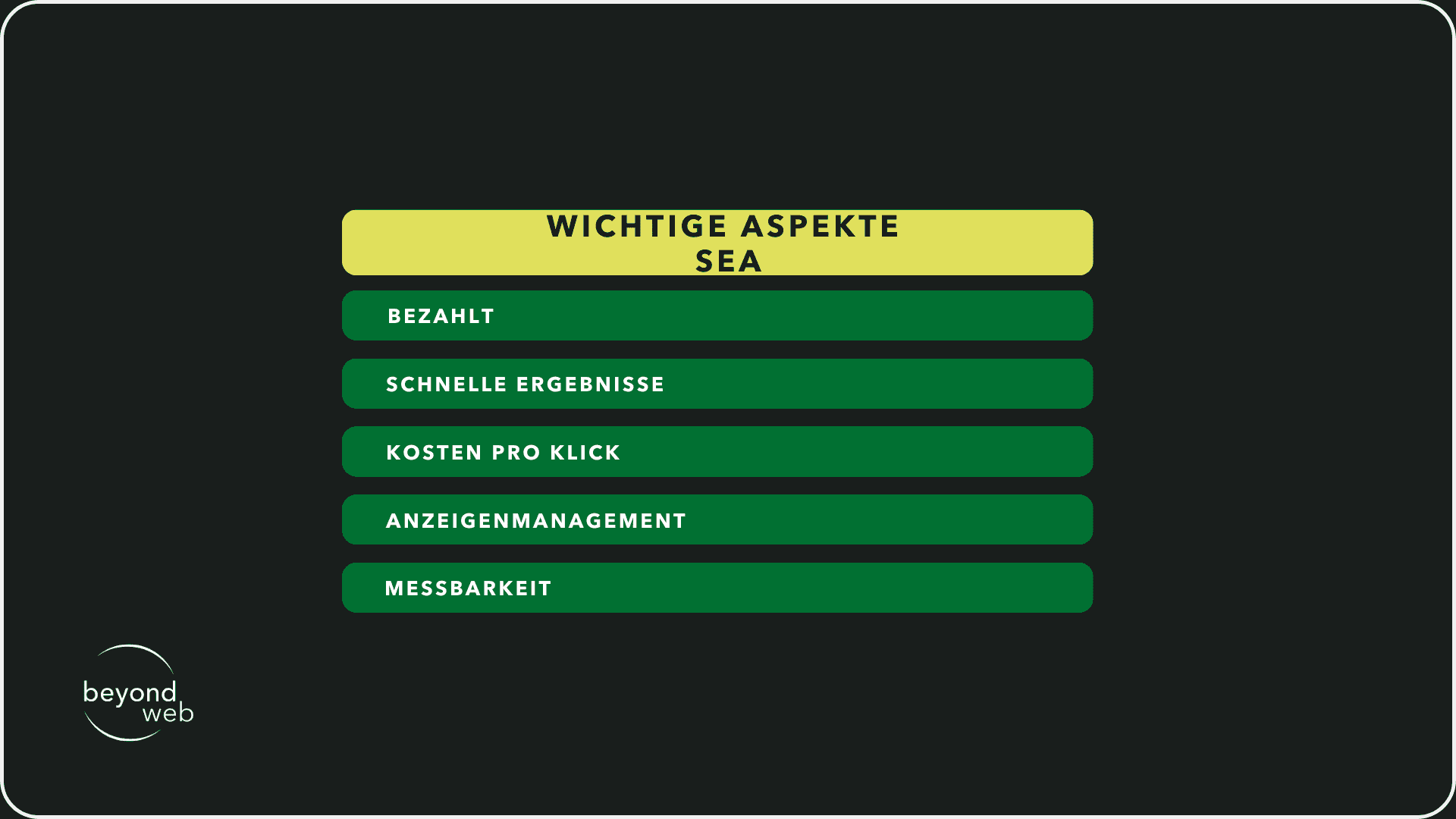 Wichtigste Aspekte SEA