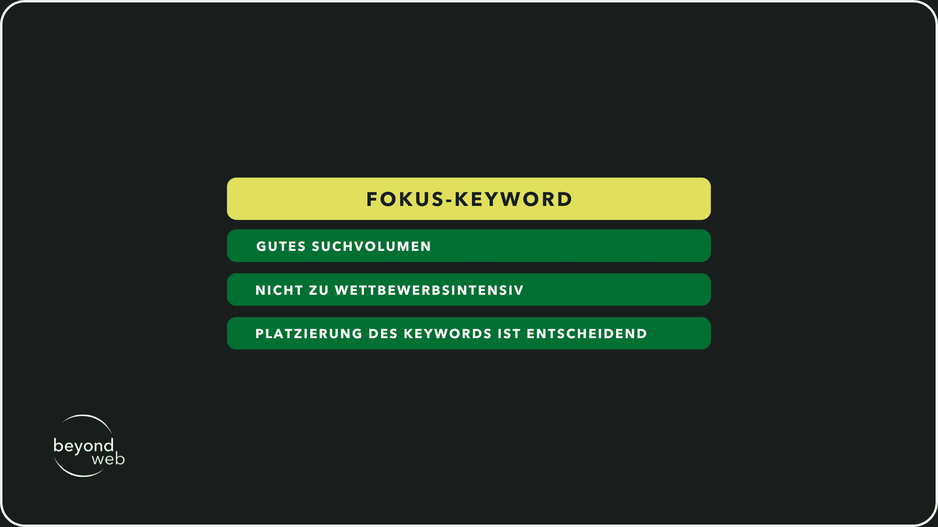 Wichtige Merkmale Fokus-Keyword