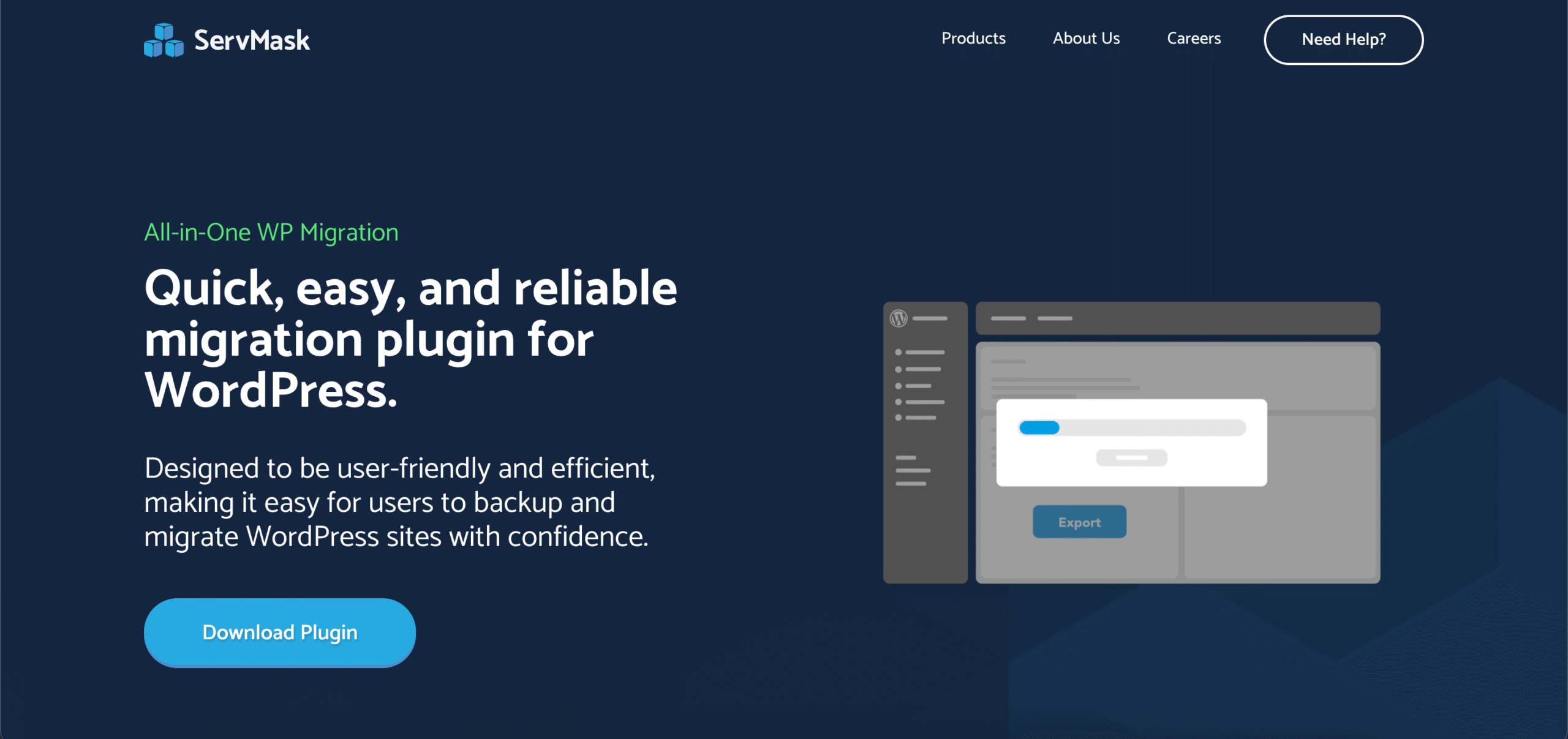 Screenshot der Plugin Website von All-in-One WP Migration.