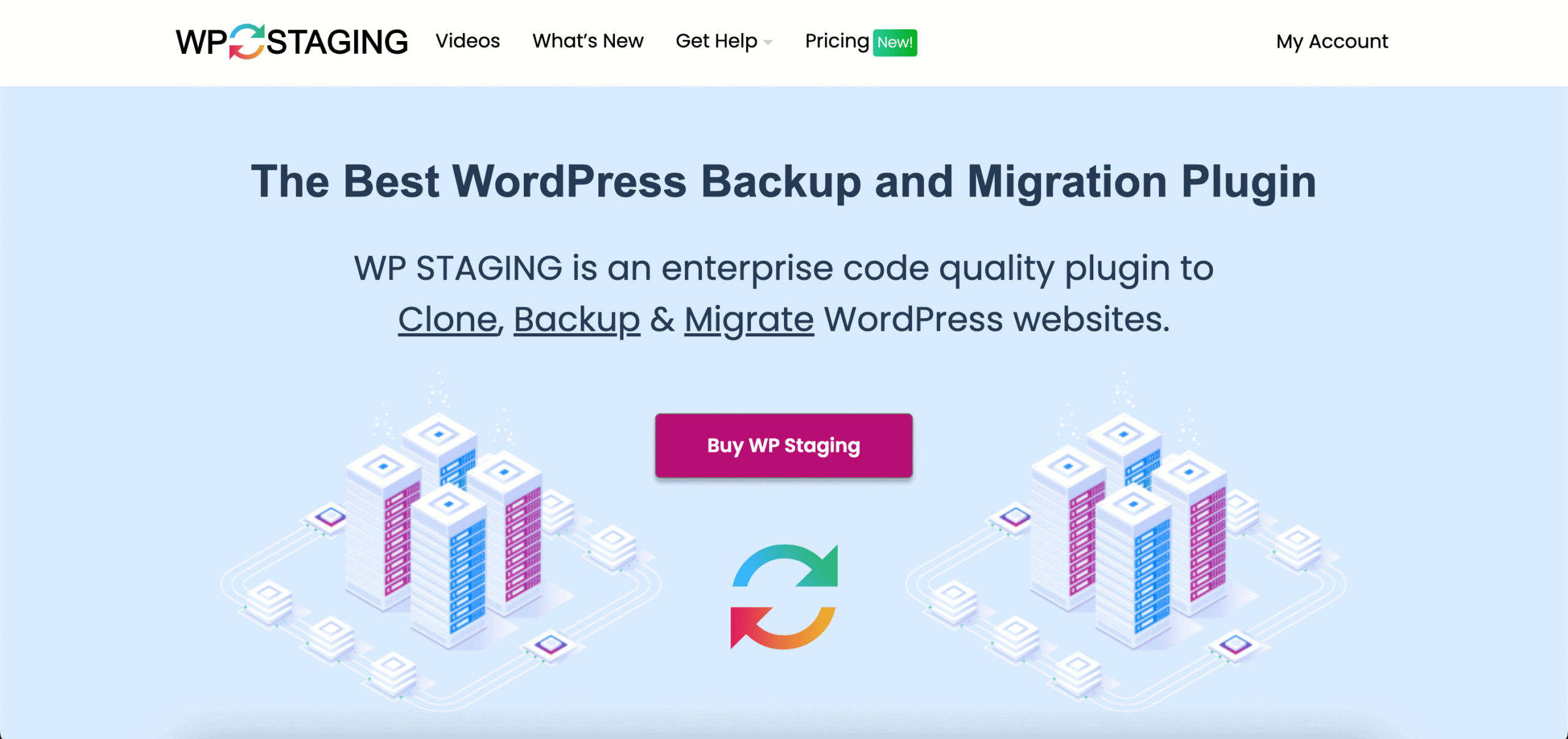 Screenshot der Plugin Website von WP Staging Pro.