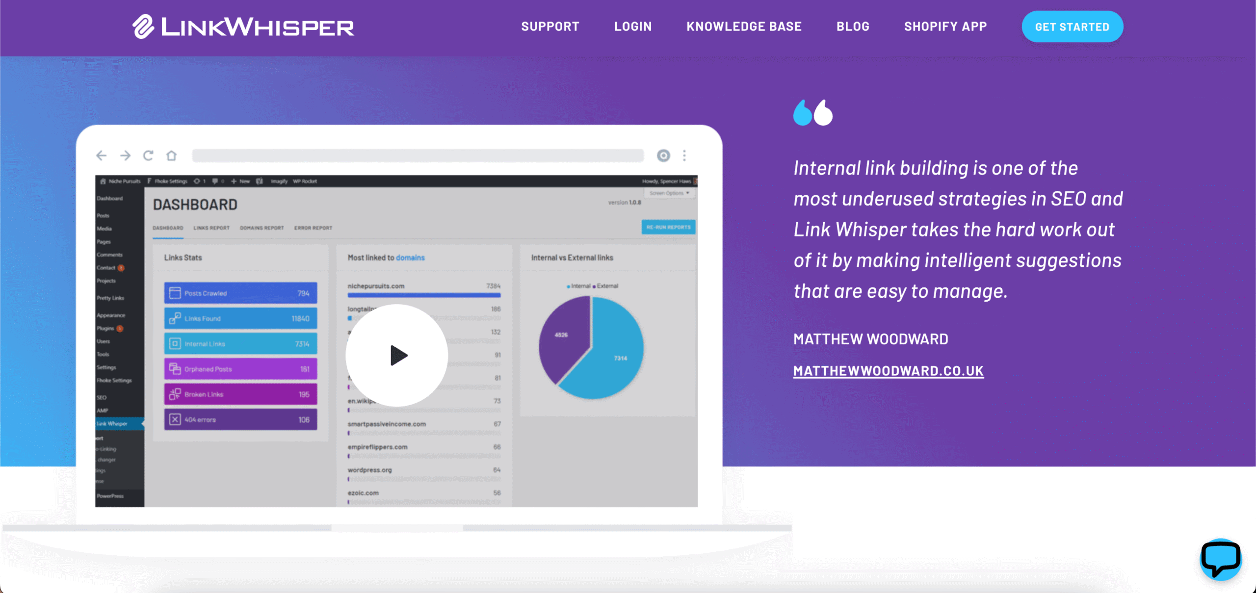 Screenshot der Plugin Website von LinkWhisperer