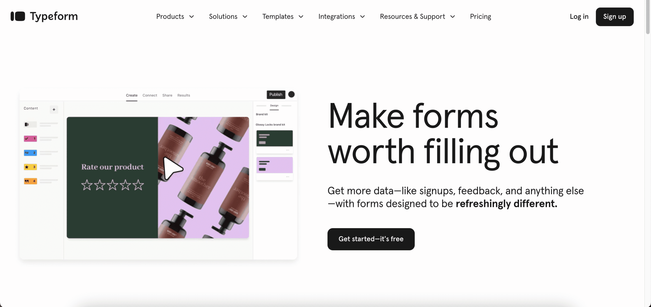 Screenshot der Plugin Website von Typeform