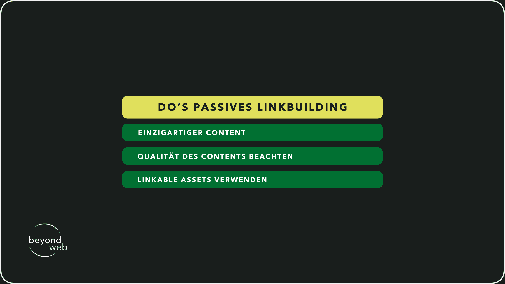 Do's beim passiven Linkbuilding