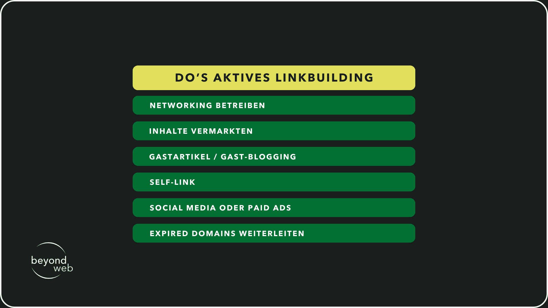 Do's beim aktiven Linkbuilding