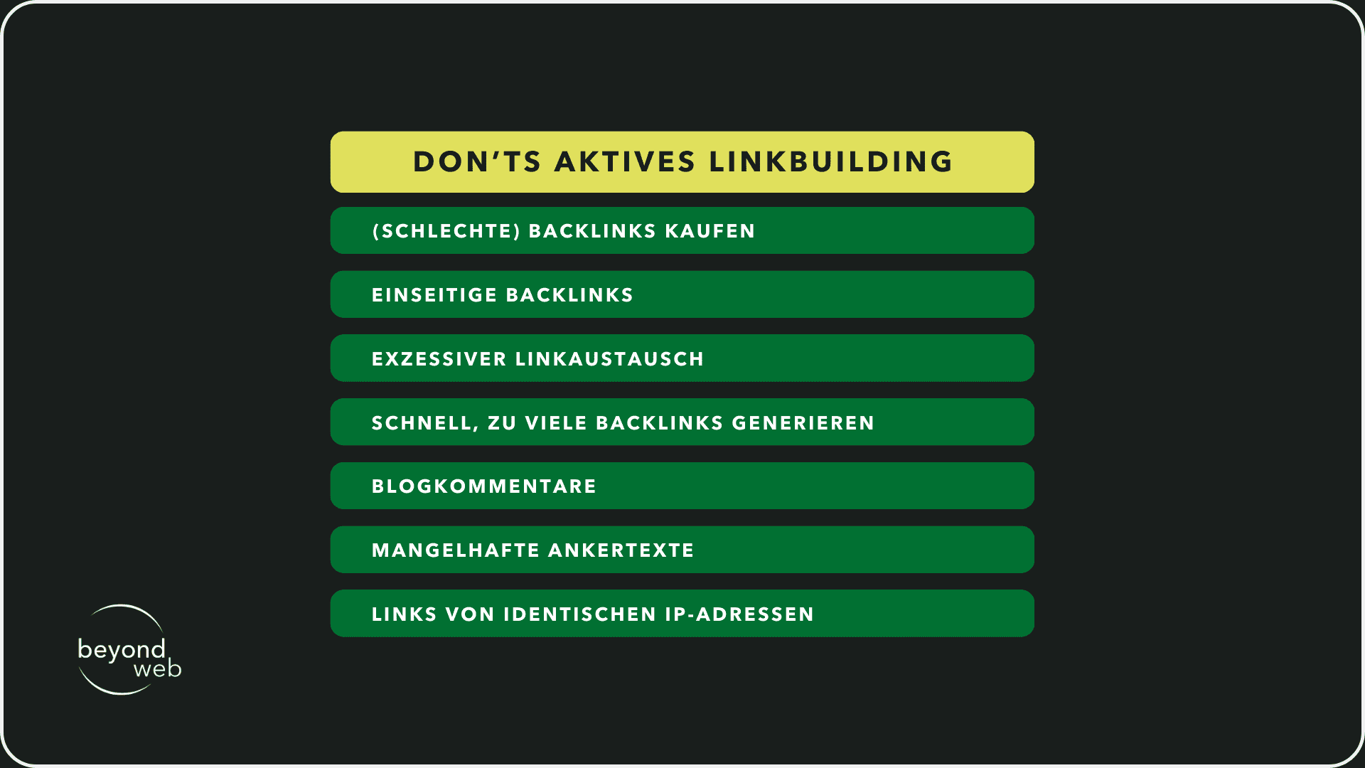 Don'ts beim aktiven Linkbuilding