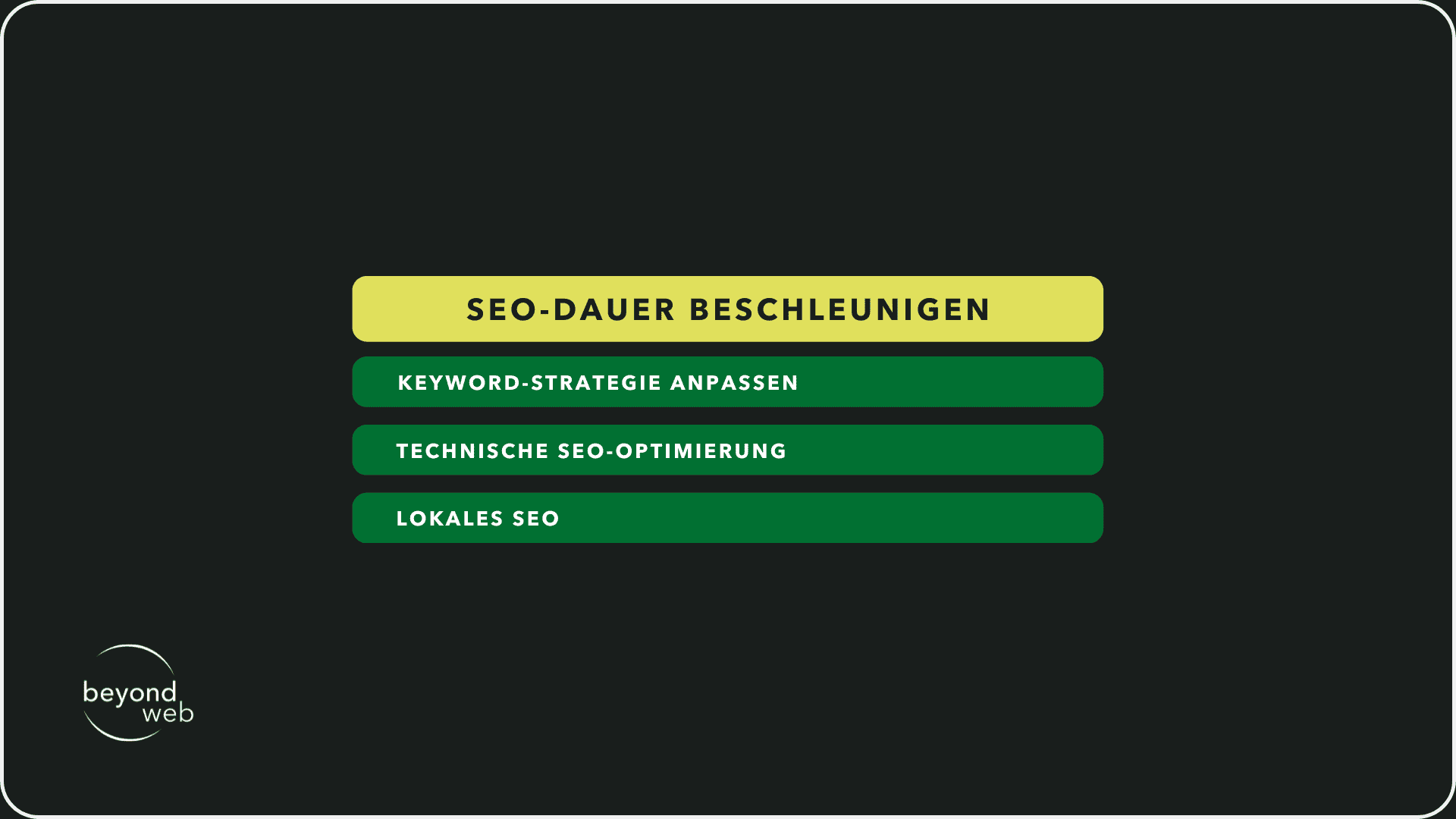 Tabelle, die zeigt, wie sich die Dauer von SEO beschleunigen lässt