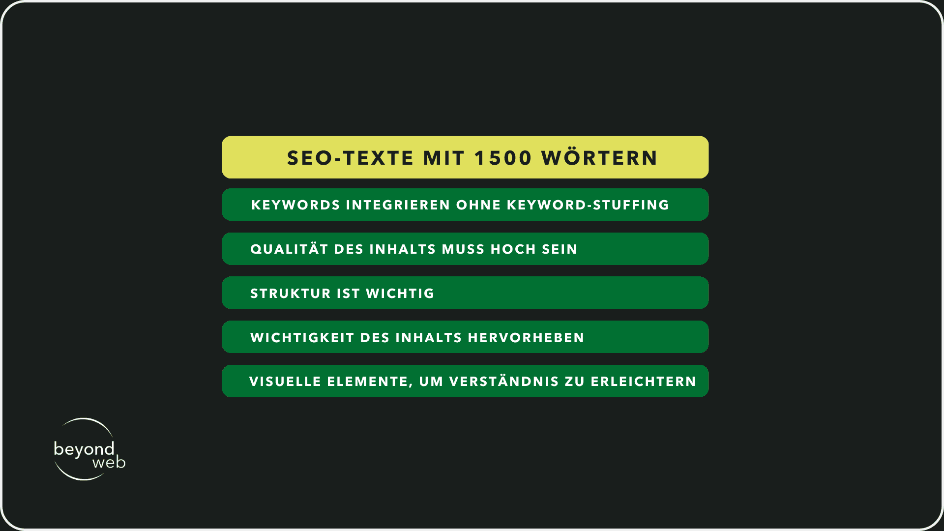 Wichtigsten Punkt bei SEO-Texten mit einer Länge von 1500 Wörtern