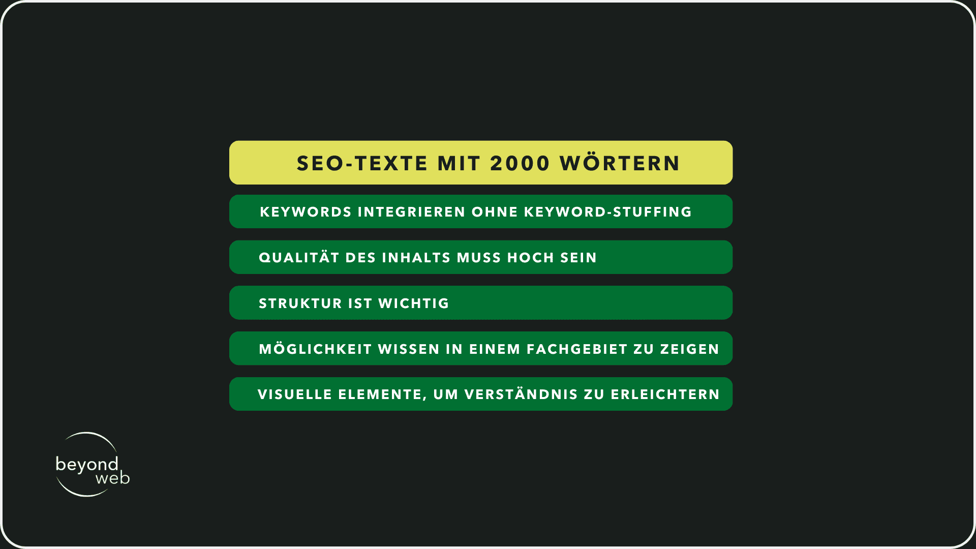 Wichtigsten Punkt bei SEO-Texten mit einer Länge von 2000 Wörtern