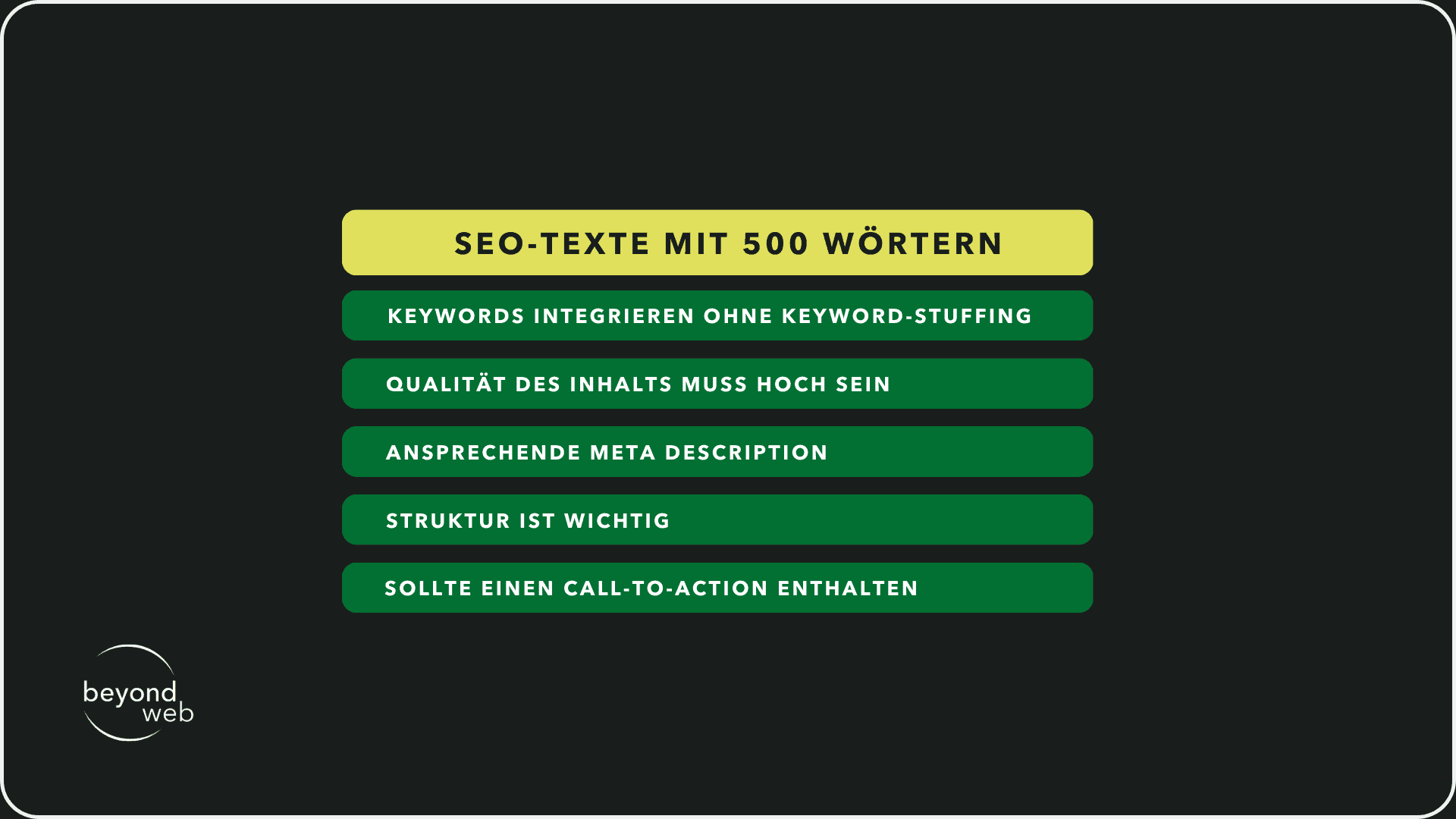 Wichtigsten Punkt bei SEO-Texten mit einer Länge von 500 Wörtern