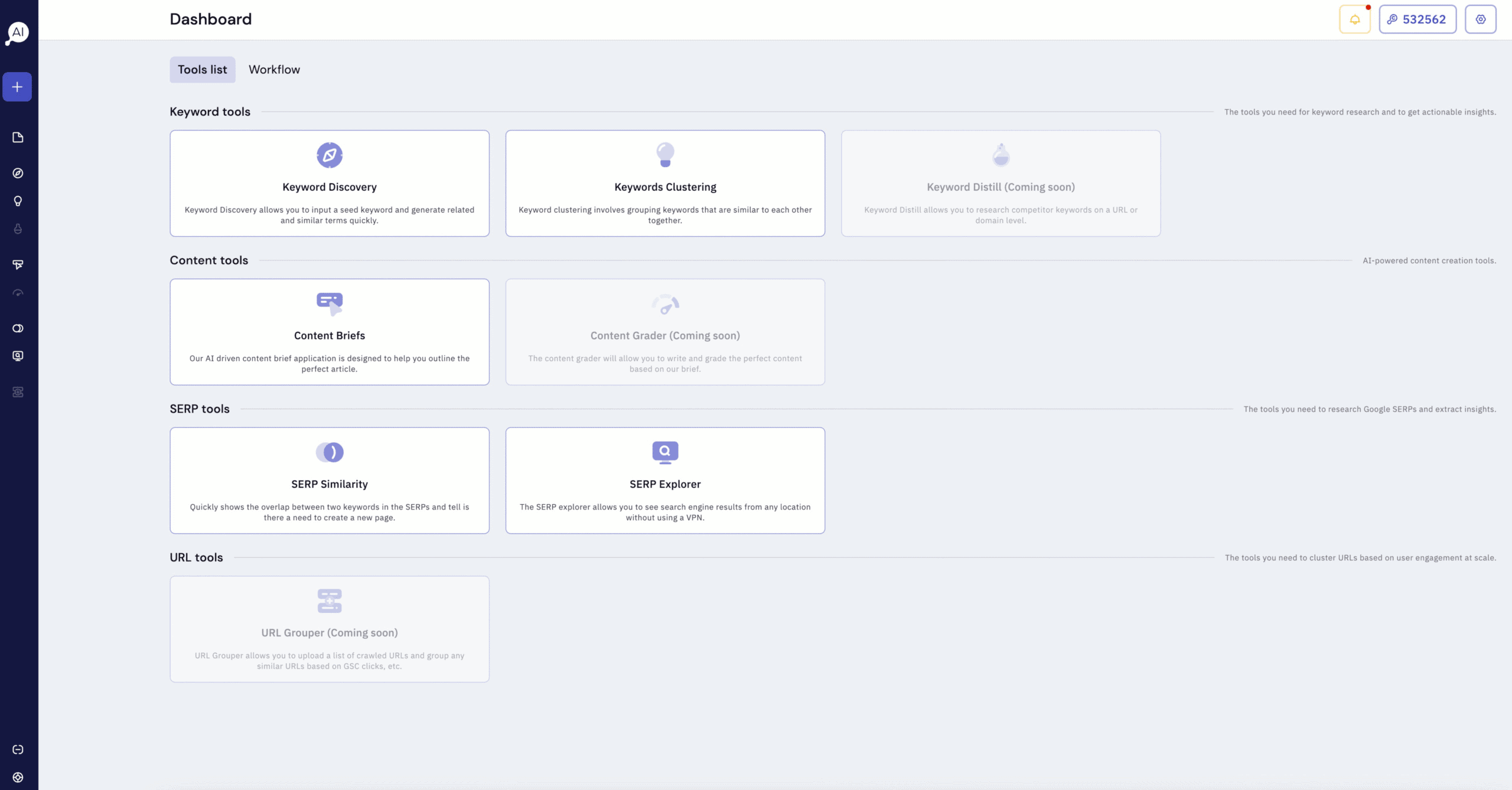 Übersicht Keyword Insights