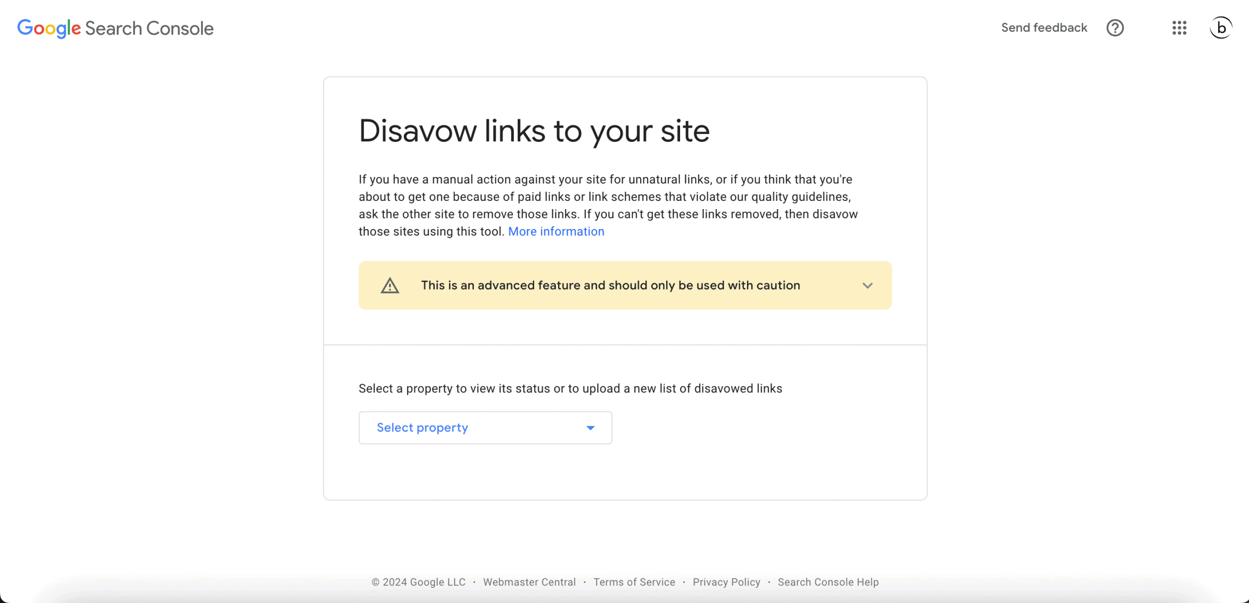 Screenshot vom Google Disavow Tool