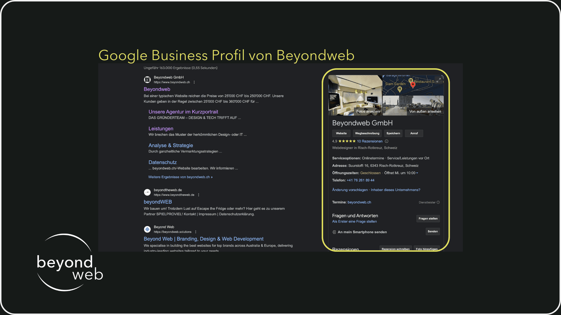 Beispiel für ein Google Business Profil