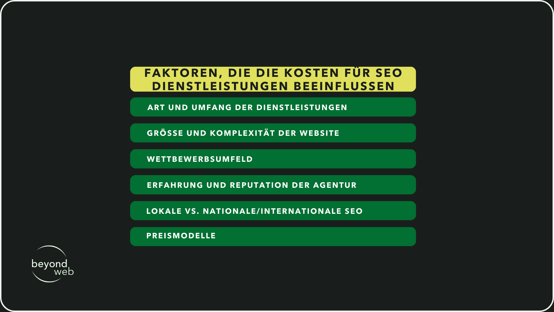 Faktoren, die die Kosten für SEO Dienstleistungen beeinflussen