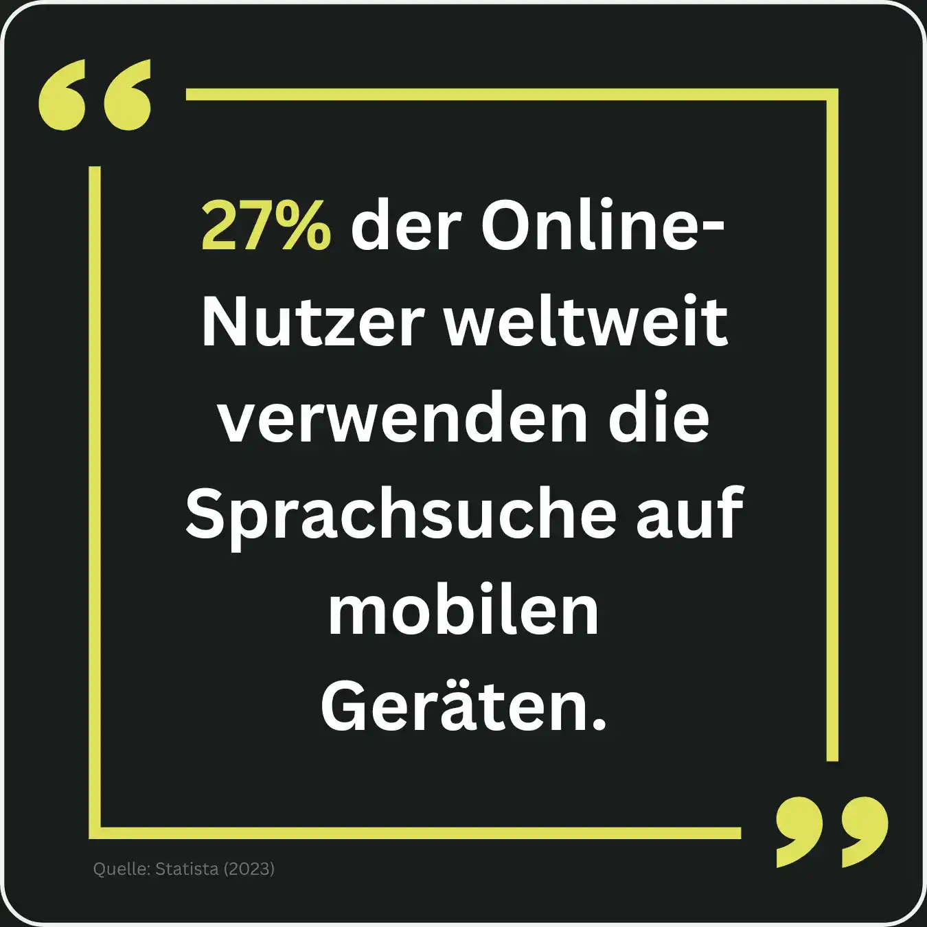Zitat das der Anteil der Voice Searches auf mobilen Geräten mit 27 % quantifiziert