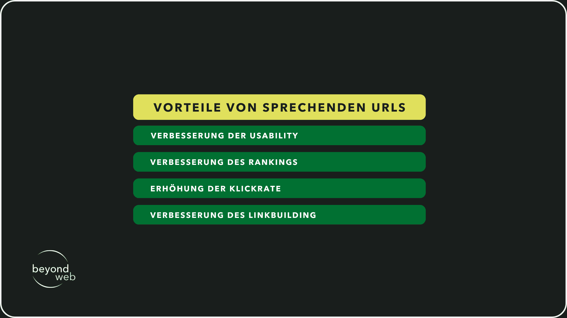 Tabelle, die die Vorteile von sprechenden URLs zeigt