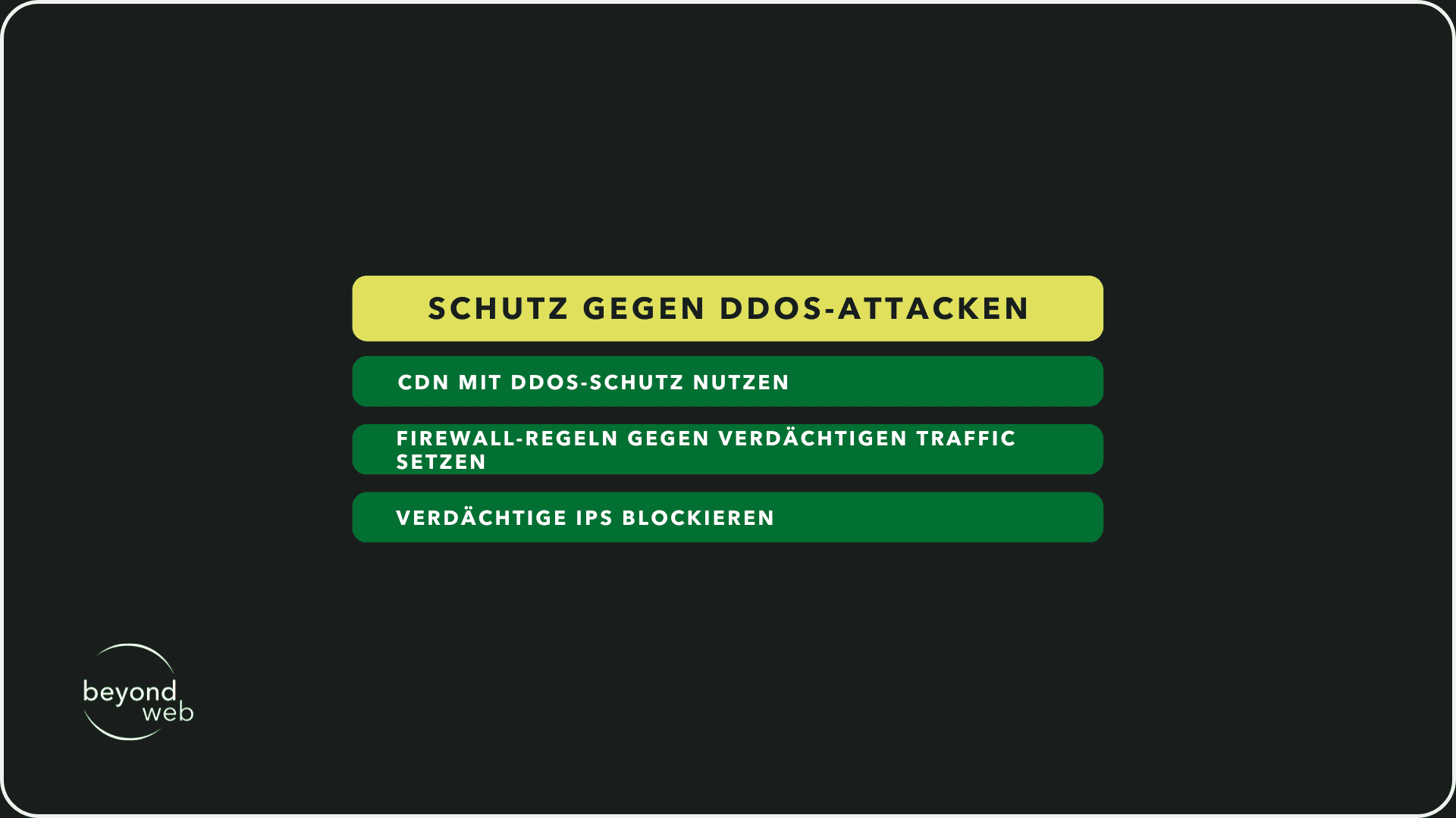 Tabelle, die zeigt, wie du dich vor DDoS-Attacken schützen kannst