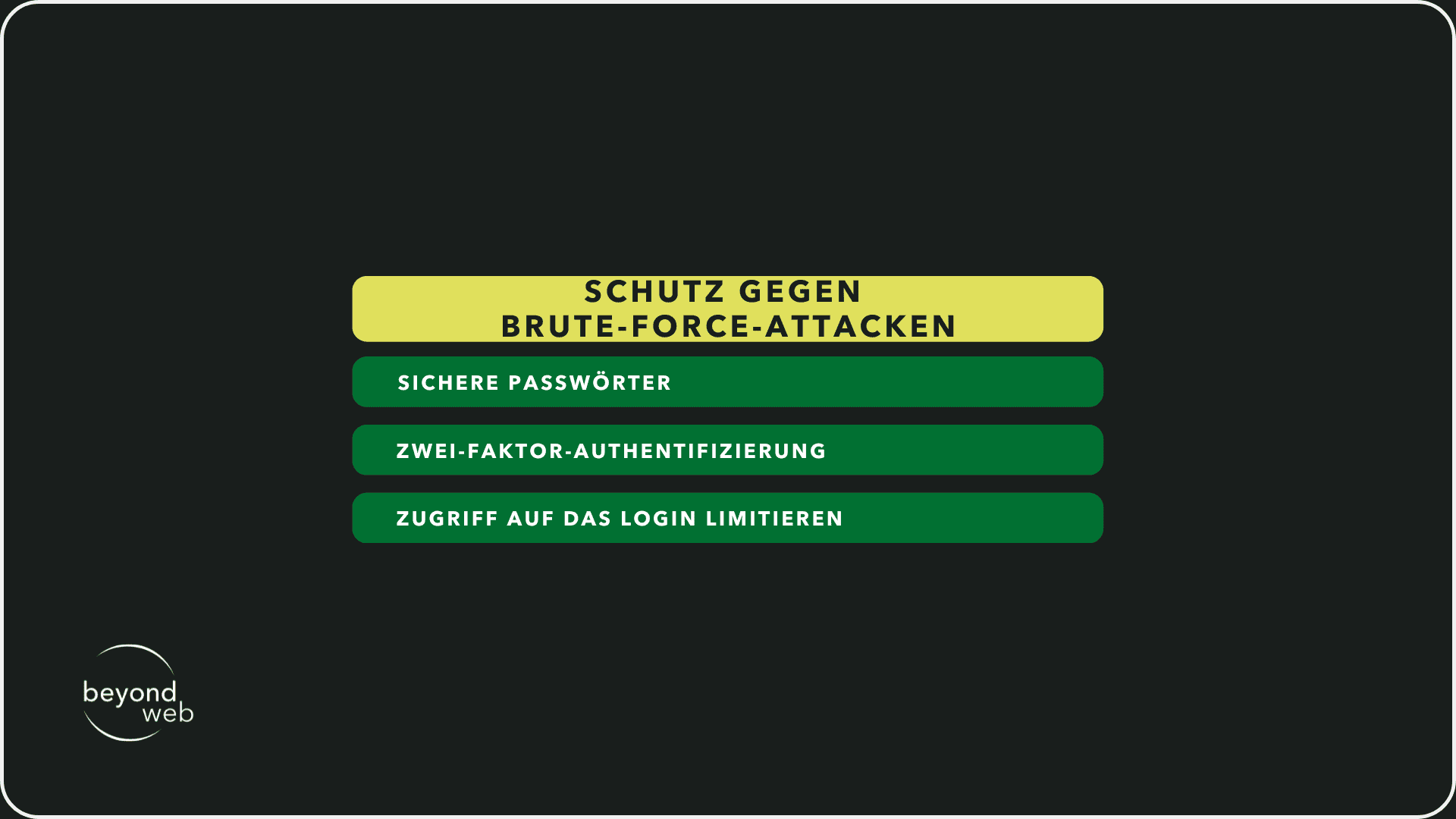 Tabelle, die zeigt, wie du dich vor Brute-Fore-Attacken schützen kannst