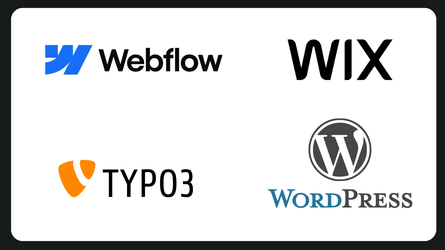 Grafik mit Webflow, Wix, Typo3 und WordPress