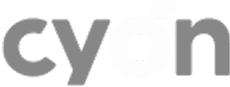Das Bild zeigt das Wort "cyón" in fetten, grauen Kleinbuchstaben mit einem Akzentzeichen über dem "o", das eine moderne Markenidentität für WordPress-Wartung und -Supportdienste darstellt.