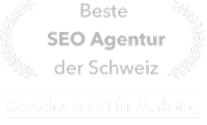 Bild mit deutschem Text: "Beste SEO Agentur der Schweiz" und "Deutschlands Bestes Marketing". Der Text scheint eine Auszeichnung oder Anerkennung zu sein.