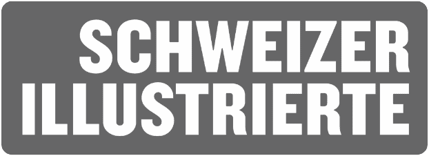 Graues, rechteckiges Logo mit weißer, fetter Schrift "SCHWEIZER ILLUSTRIERTE".