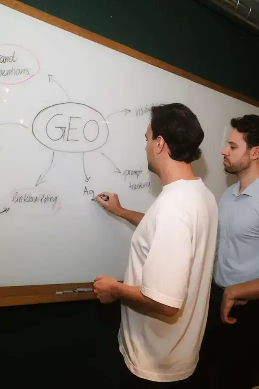 GEO-Skizze am Whiteboard bei Beyondweb